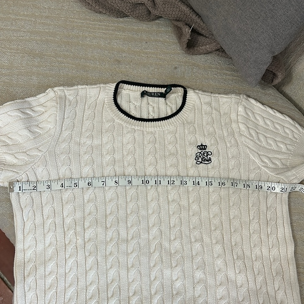 Ralph Lauren White Crewneck Cable Knit Sweater Sz L - Picture 12 of 13